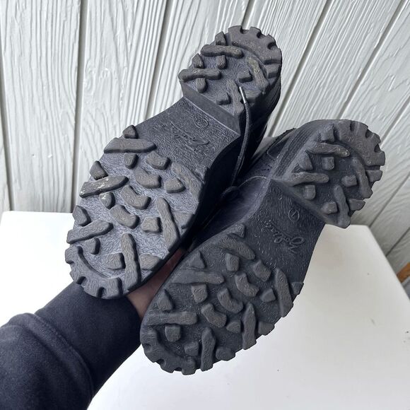 VTG Zodiac Black Leather Combat Boots SZ 7 Platform Lug Sole Y2K Gothcore - Picture 5 of 10